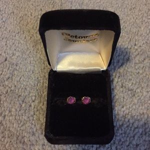 Real Amethyst Vintage Stud Earrings